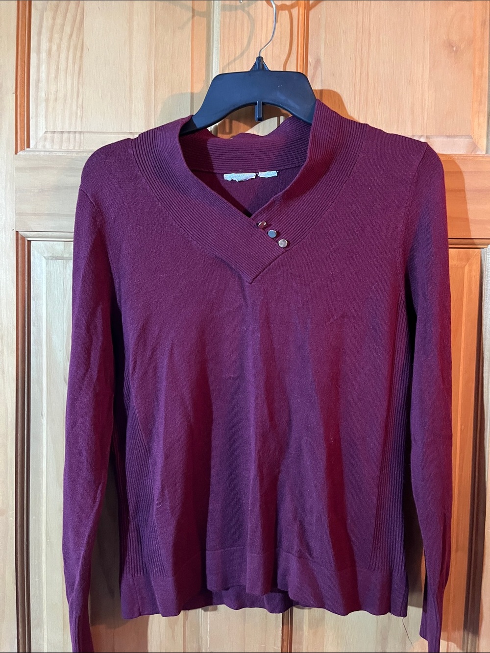 Classic V-Neck Pullover Sweater in Burgundy